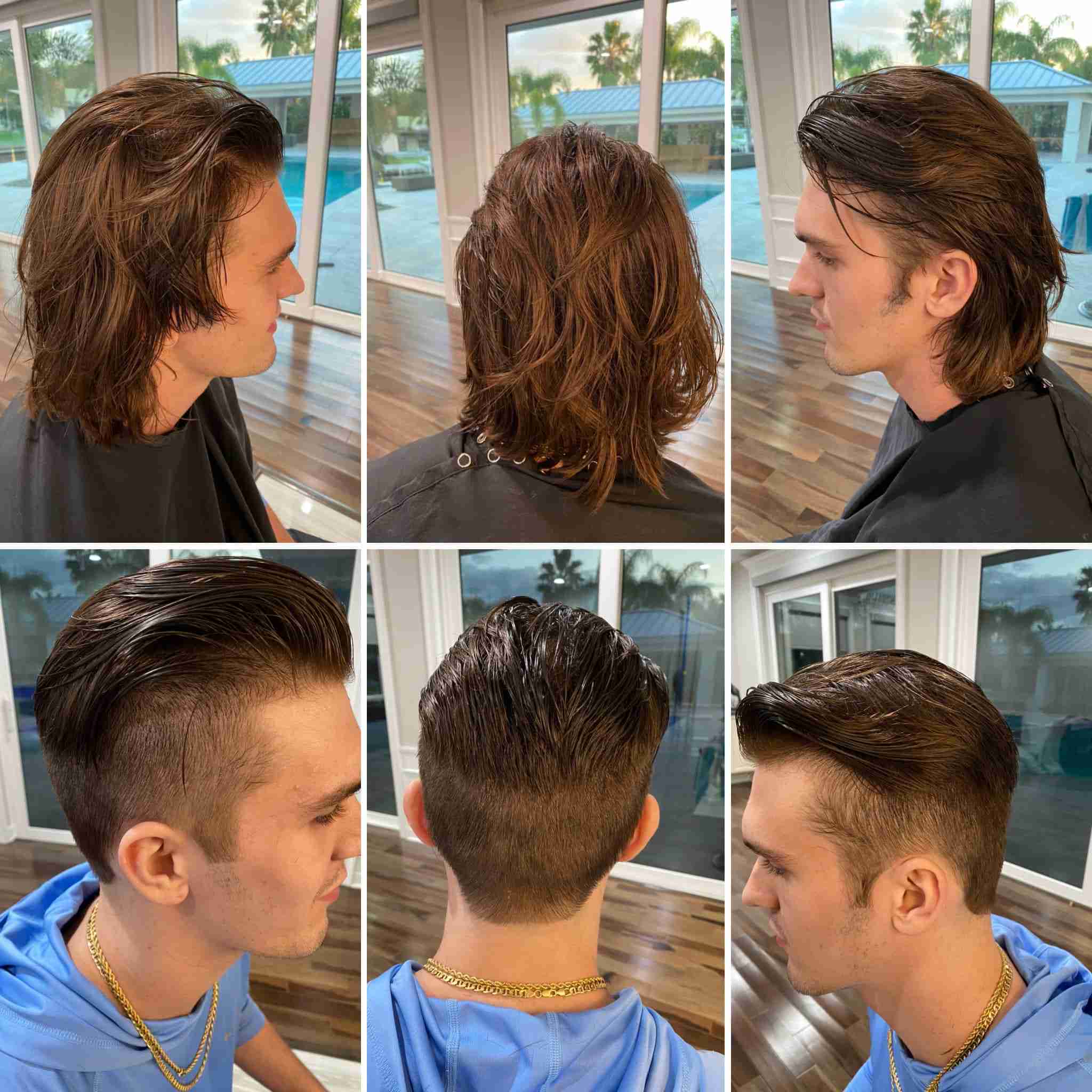Before-and-after classic men's salon cut.