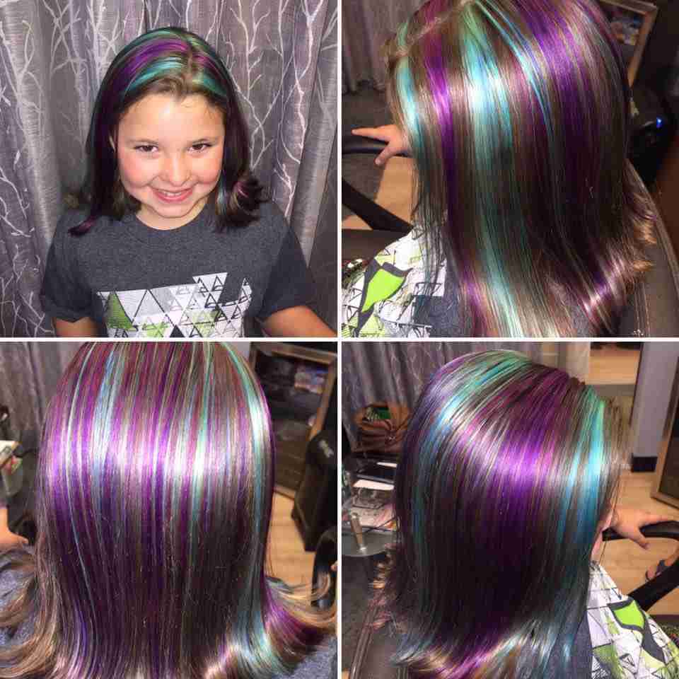 Before-and-after long hair transformation for a younger guest.