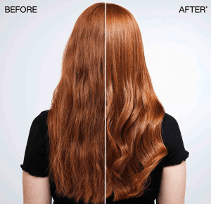 Beautiful Red hair showing a before and after a Keratin Smoothing Treatement