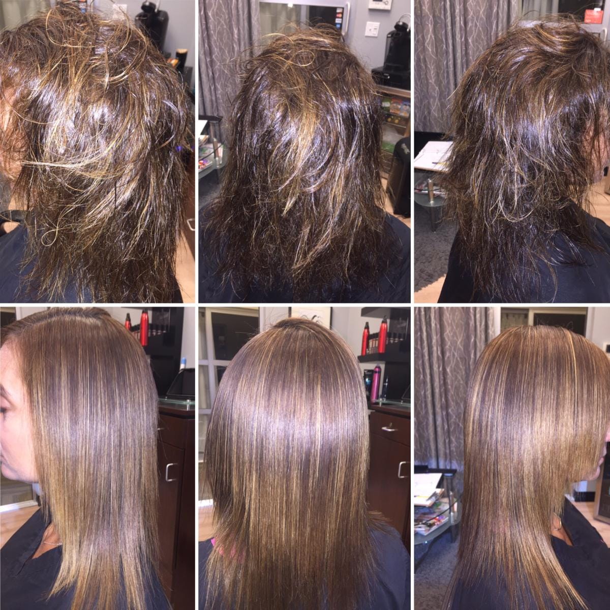 Hair transformation with polished volume and texture.