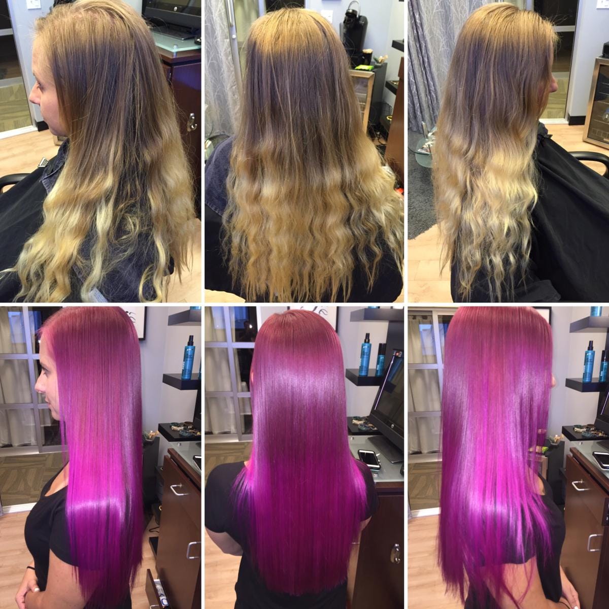 Glossy brunette salon result with soft movement.